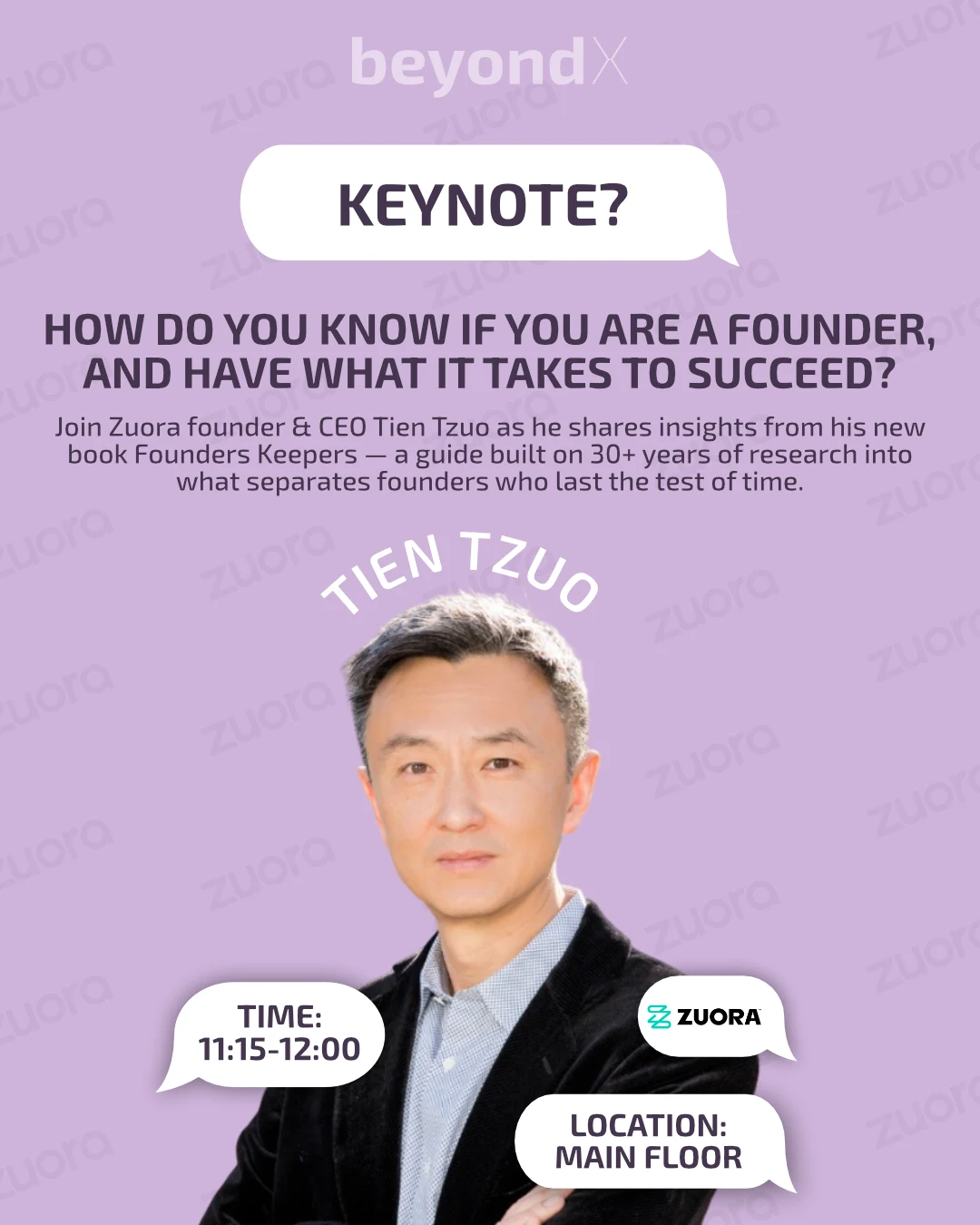 A beyondX keynote flyer: How do you know if you are a founder?