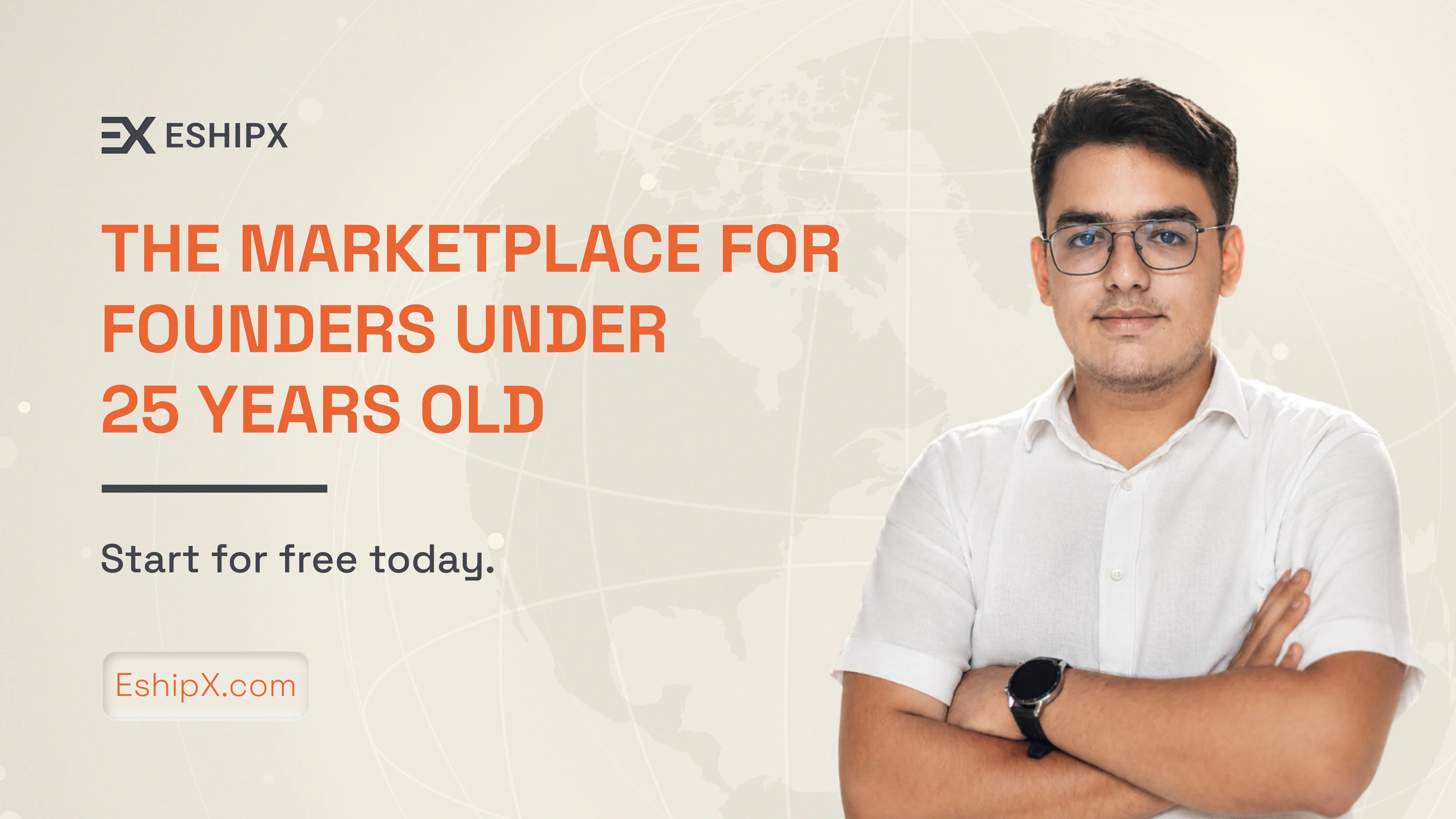 An EshipX ad: The marketplace for founders under 25 years old